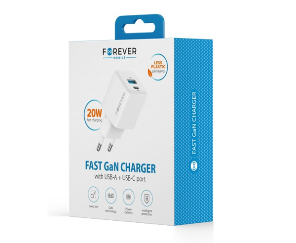 Adaptateur Chargeur secteur 1XUSB-C 1XUSB - GaN...