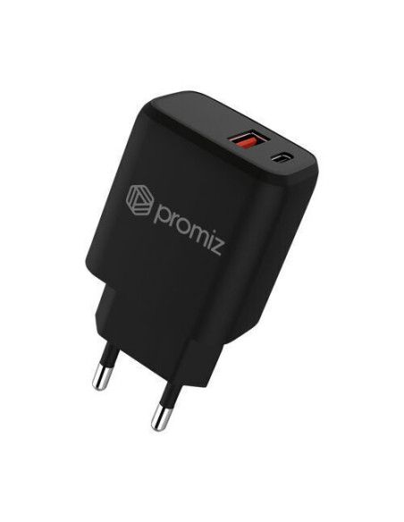 BCW - Chargeur secteur ultra rapide Dual USB-C/USB-A et USC (20W) - noir